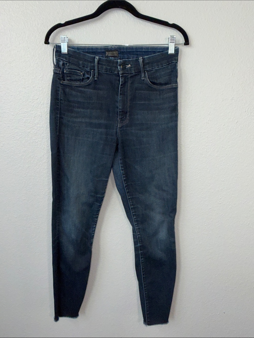 Mother HW Looker-Ankle Fray  Women's Dark Blue Skinny Jeans